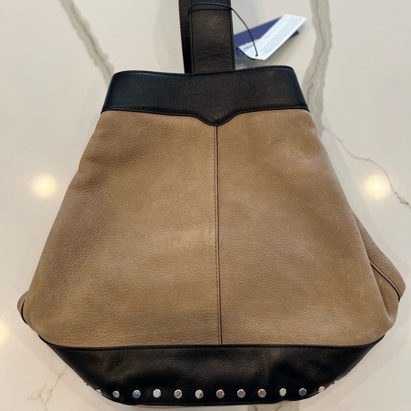 NWT Rebecca Minkoff Suede Leather Mission Sling Backpack with Leather Trim - Picture 3 of 9